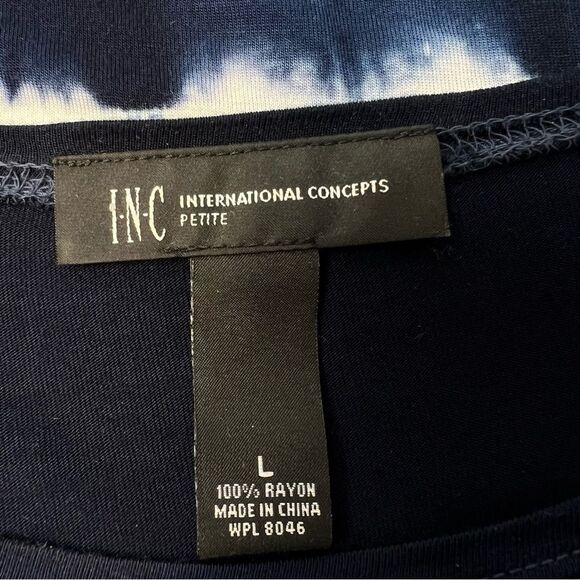 Inc International Concepts Tie Dye Sequined 3/4 Sleeve Top Navy White Size L - Picture 3 of 4